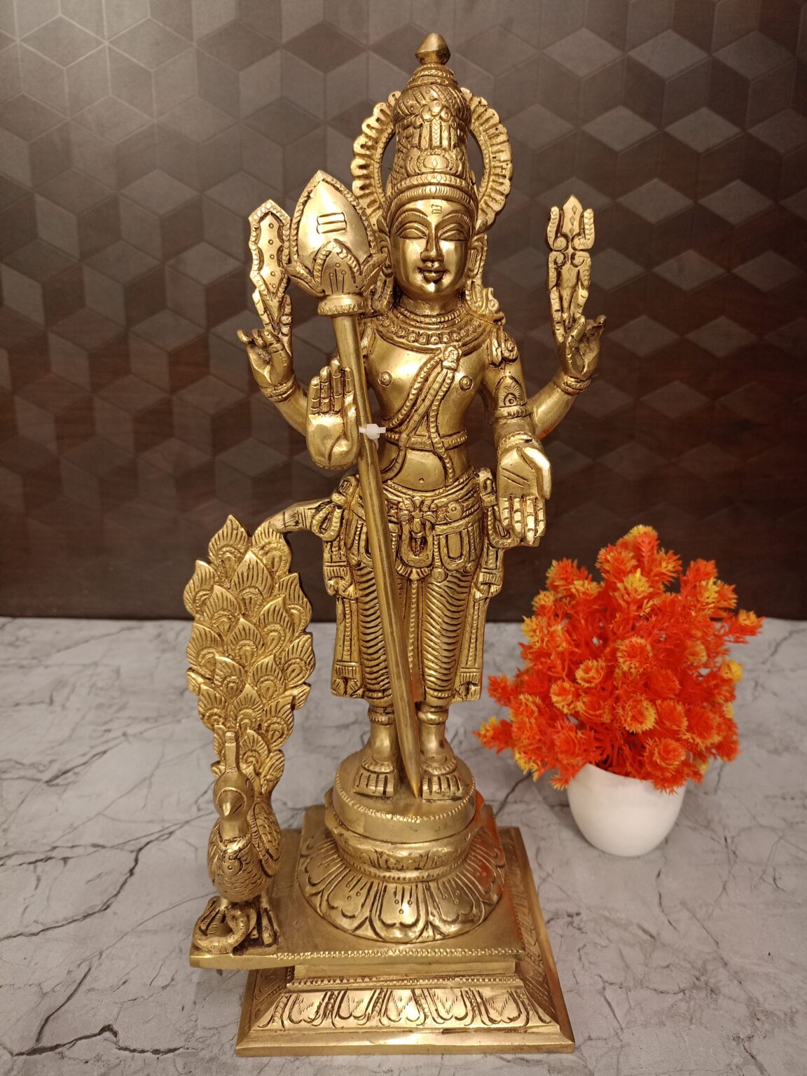 Raja Alangara Murugan Brass Statue 14.5″ , Pure & Antique