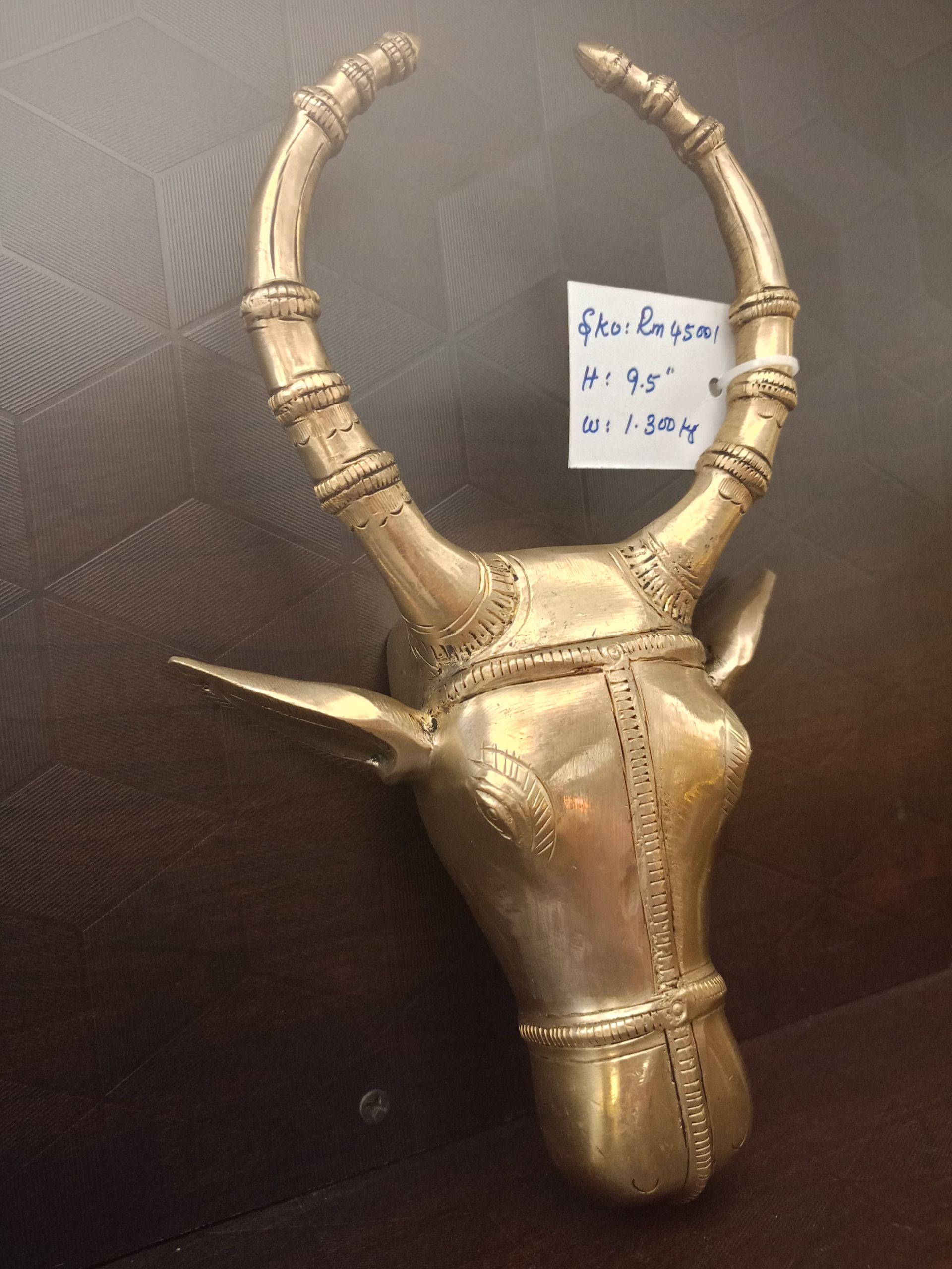 Brass Bull Face Wall Mount 9.5″