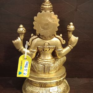 Brass Lakshmi with Coin Pot , Golden Finish Idol 6″