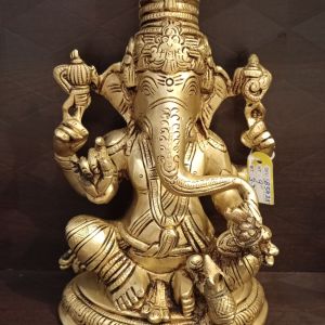 Brass Well Designed Ganesha , Pure & Antique 9″