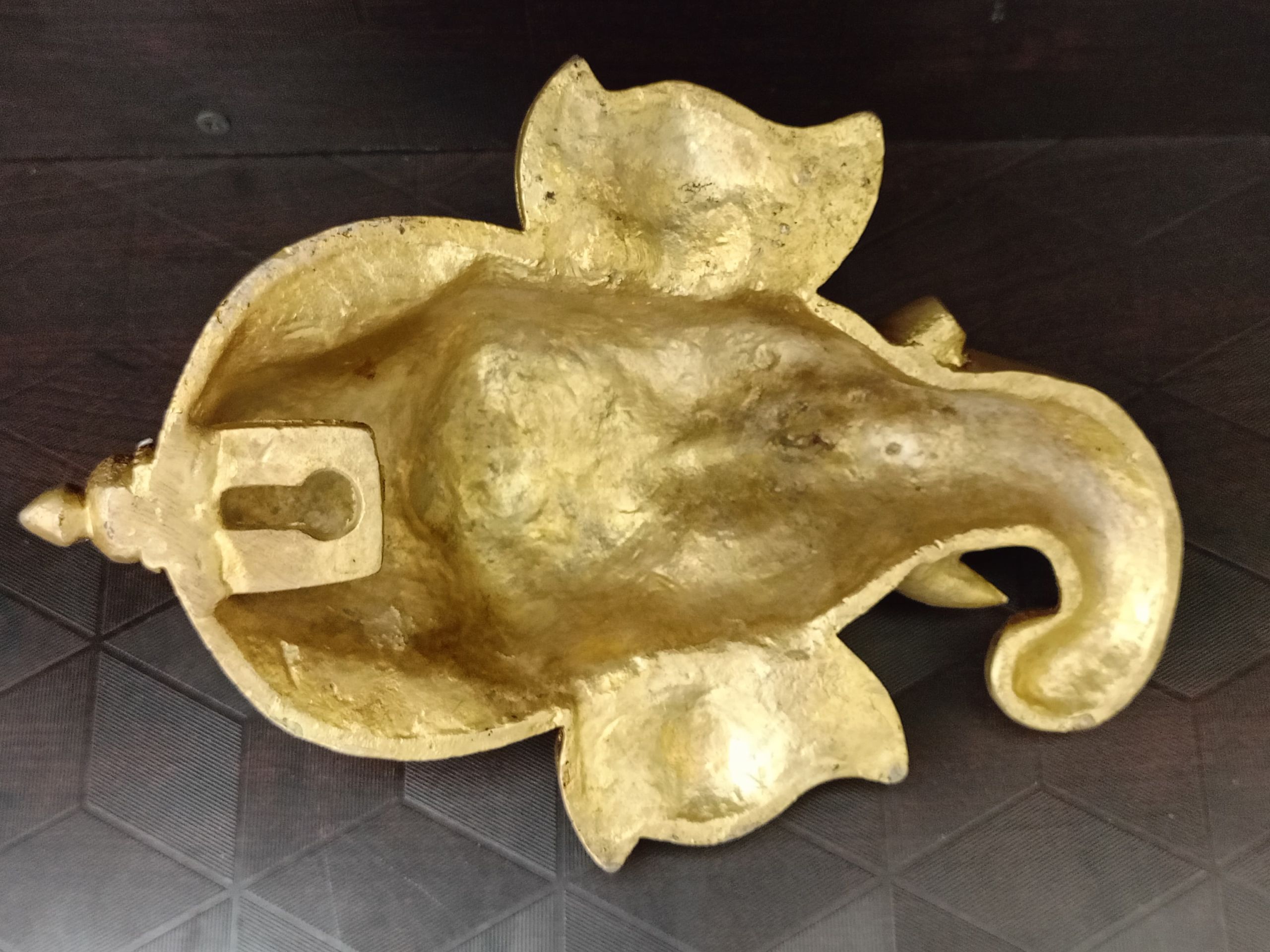 Brass Ganesha Face wirh Lakshmi Wall Mount 9″