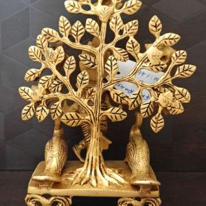 Brass Krishna With Tree ,And Peacock 8″