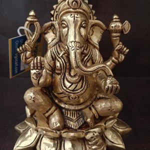 pure-brass-lotus-ganesha-idol-antique-pooja-gift-vgocart-coimbatore-india