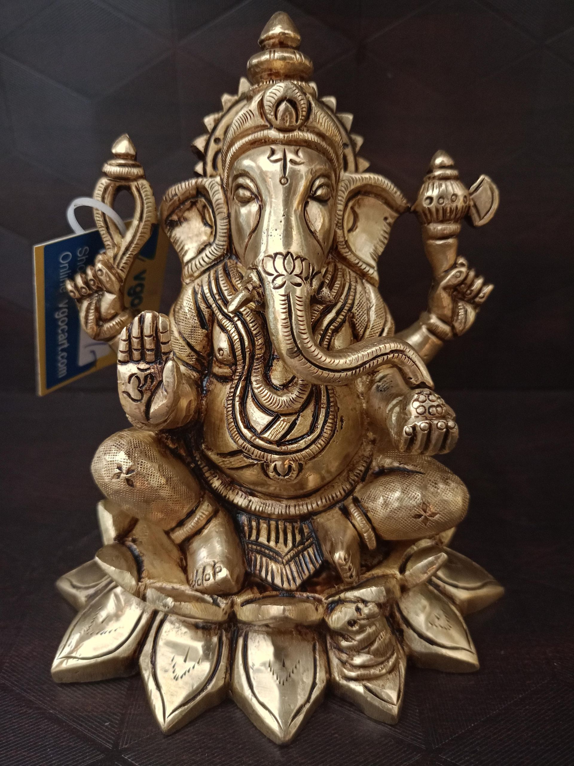 pure-brass-lotus-ganesha-idol-antique-pooja-gift-vgocart-coimbatore-india