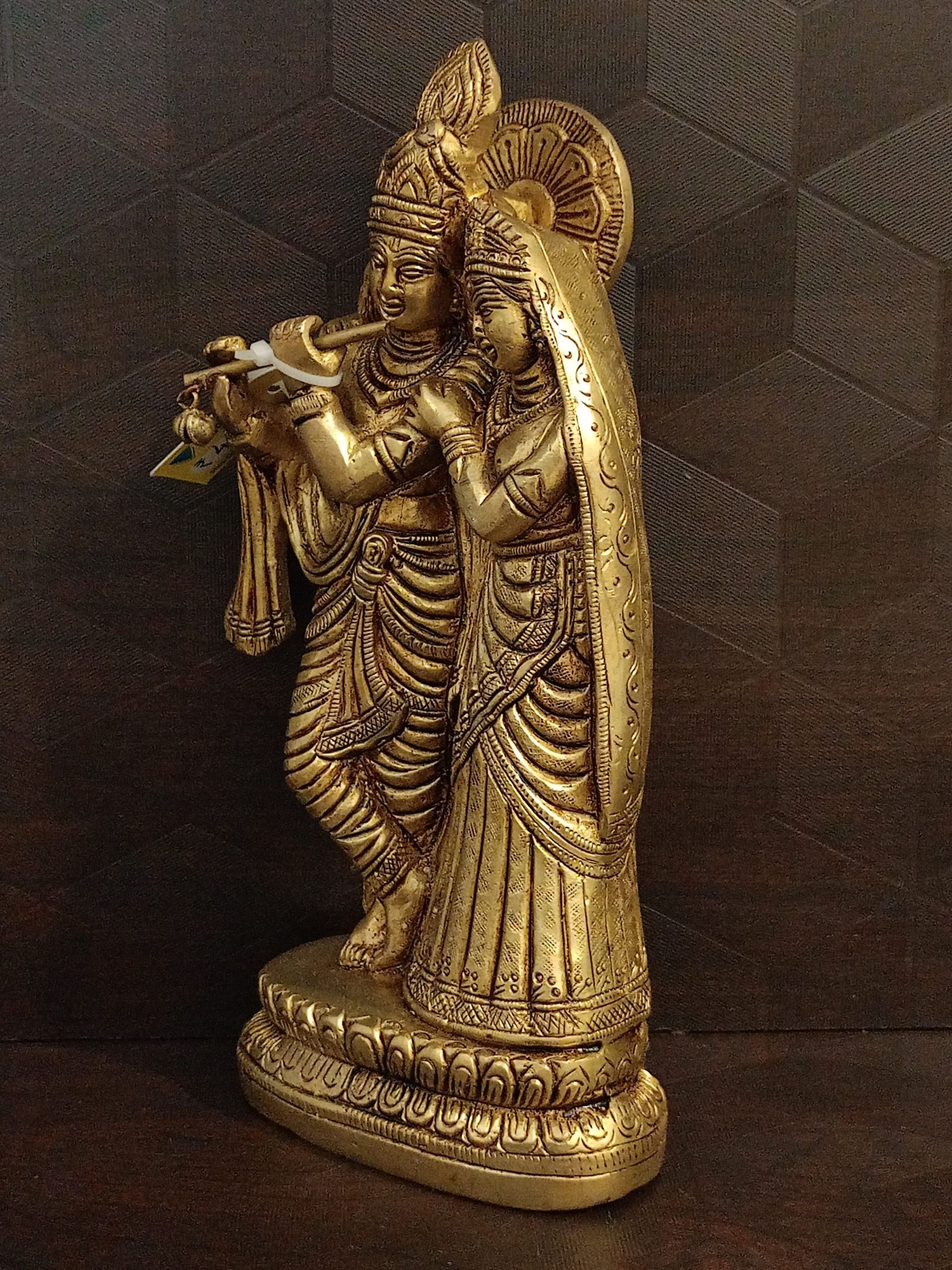 Brass Radha Krishna Statue , Pure & Antique 8.5″