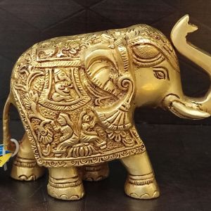 Brass Well Design Elephant Idol 4″