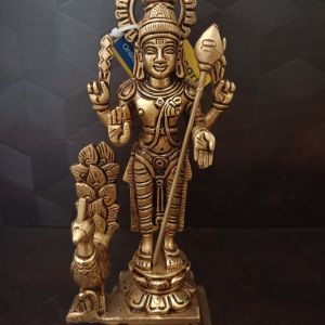 Raja Alangara Murugan Brass Statue 8″ , Pure & Antique