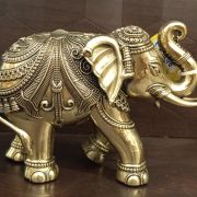 Brass Well Designed Elephant 4″ , Antique Finish