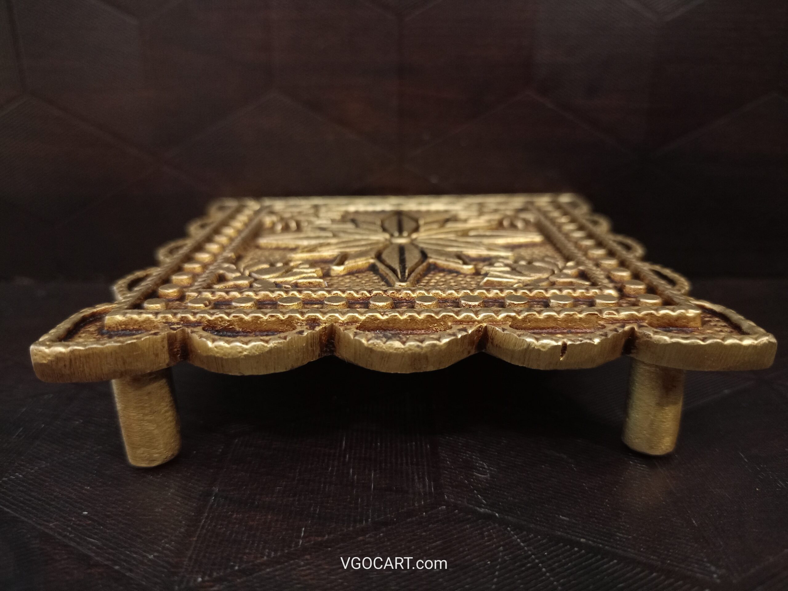 Brass Flower Chowki square shape 1 Brass Flower Chowki square shape - Image 1