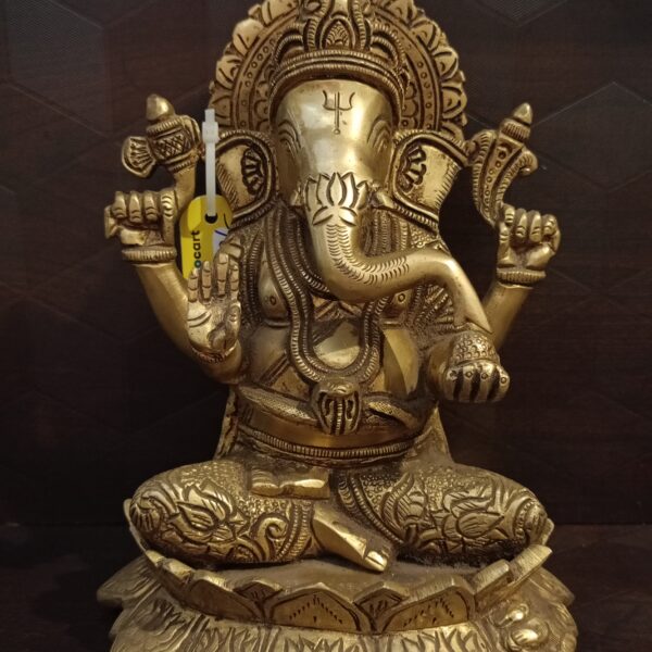 Brass Ganesha Sitting On Lotus Base