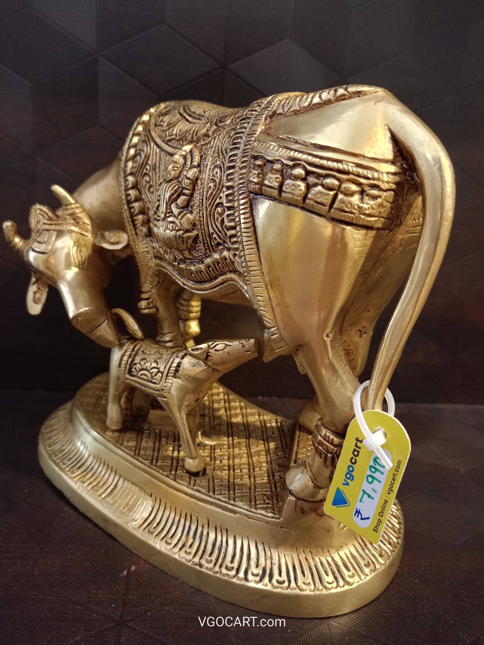 Buy Brass Cow & Calf With Lakshmi Ganesha Idol 6.5″