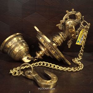 Brass Annam Hanging Diya With Bell , For Pooja