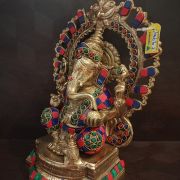 Brass Arch Stone Ganesha , Blue & Red Color For Gift, Pooja