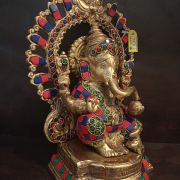 Brass Arch Stone Ganesha , Blue & Red Color For Gift, Pooja