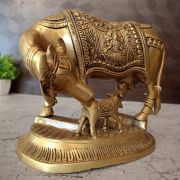 Buy Brass Cow & Calf With Lakshmi Ganesha Idol 6.5″