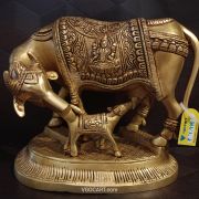 Buy Brass Cow & Calf With Lakshmi Ganesha Idol 6.5″