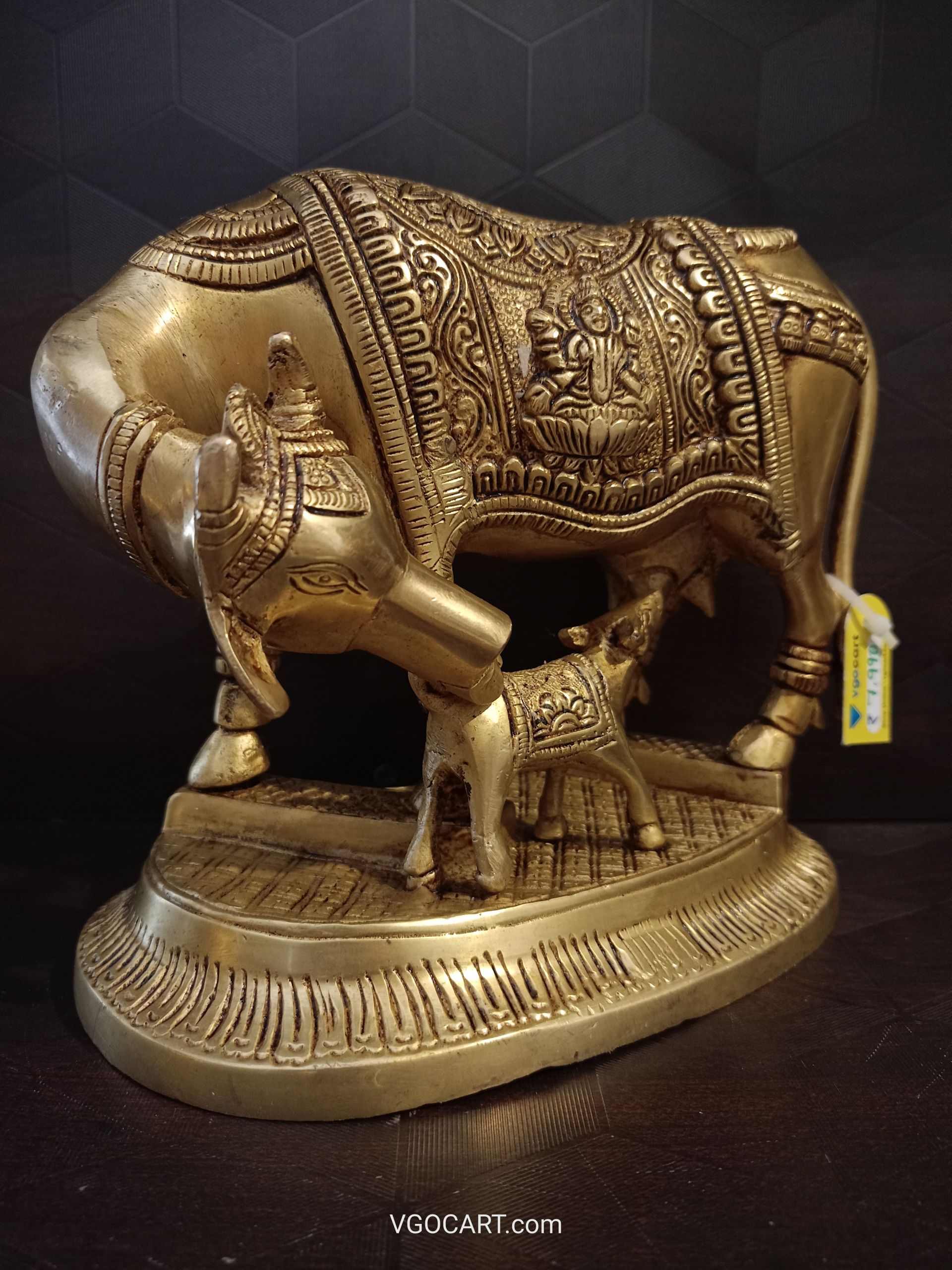 Buy Brass Cow & Calf With Lakshmi Ganesha Idol 6.5″