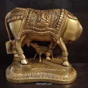 Buy Brass Cow & Calf With Lakshmi Ganesha Idol 6.5″