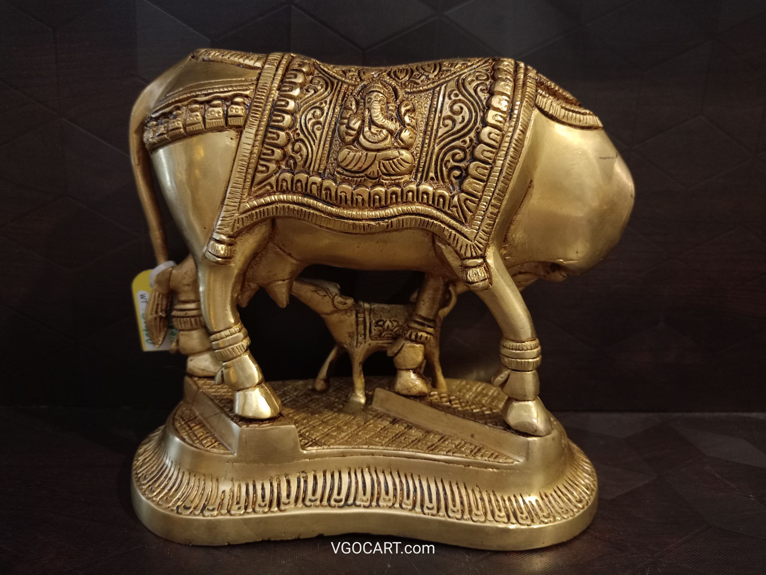 Buy Brass Cow & Calf With Lakshmi Ganesha Idol 6.5″