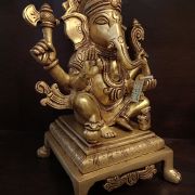 Buy Brass Ganesha Sitting On Chowki Stand 10″ , Pure & Antique