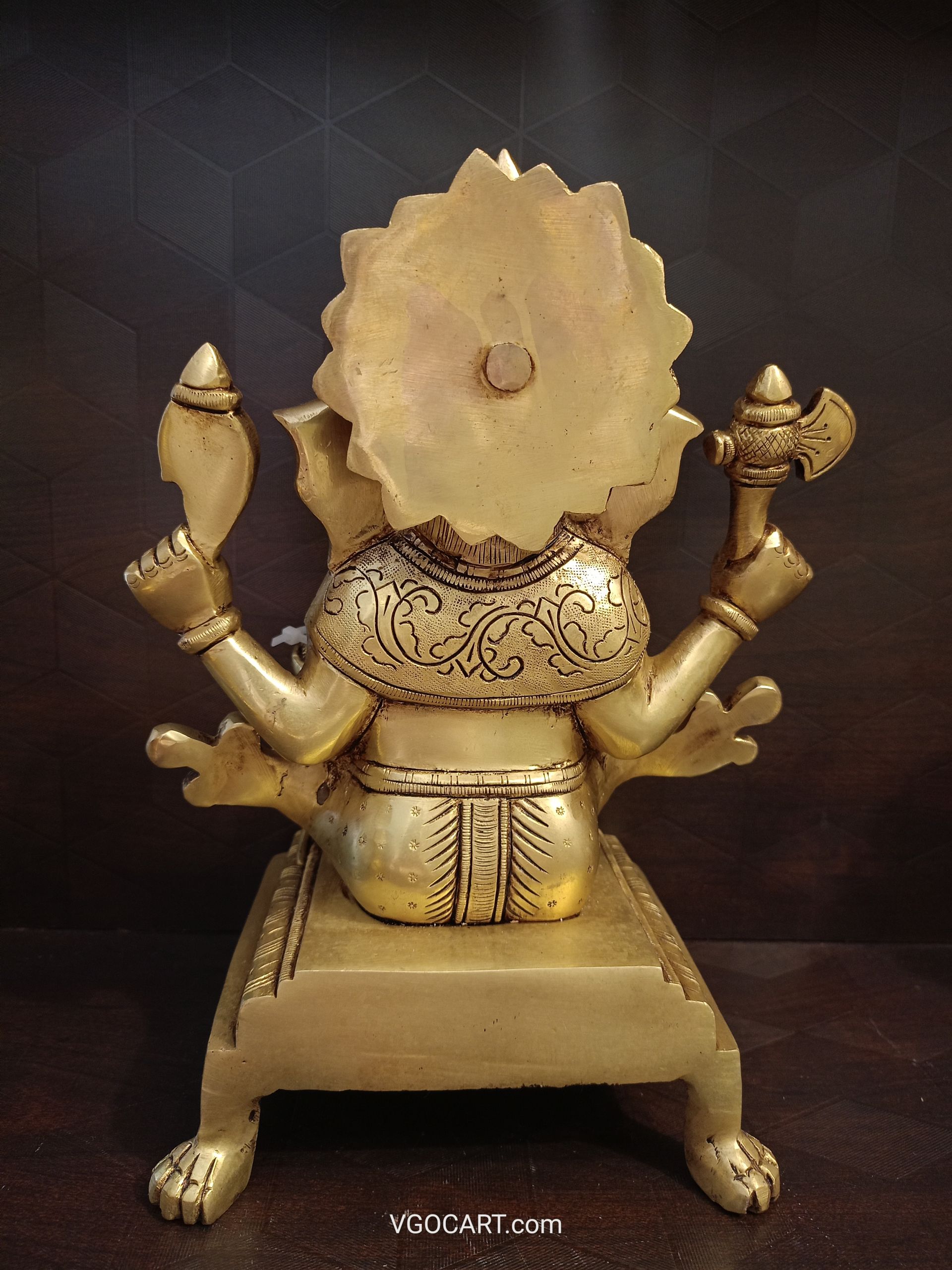 Buy Brass Ganesha Sitting On Chowki Stand 10″ , Pure & Antique