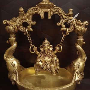 Brass Ganesha Swing Uruli 8.5″