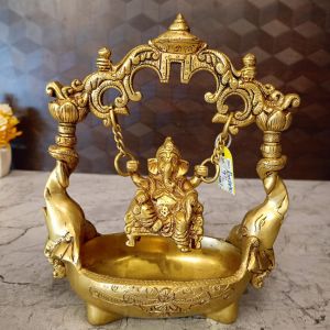 Brass Uruli Ganesha For Wedding Gifts 9″