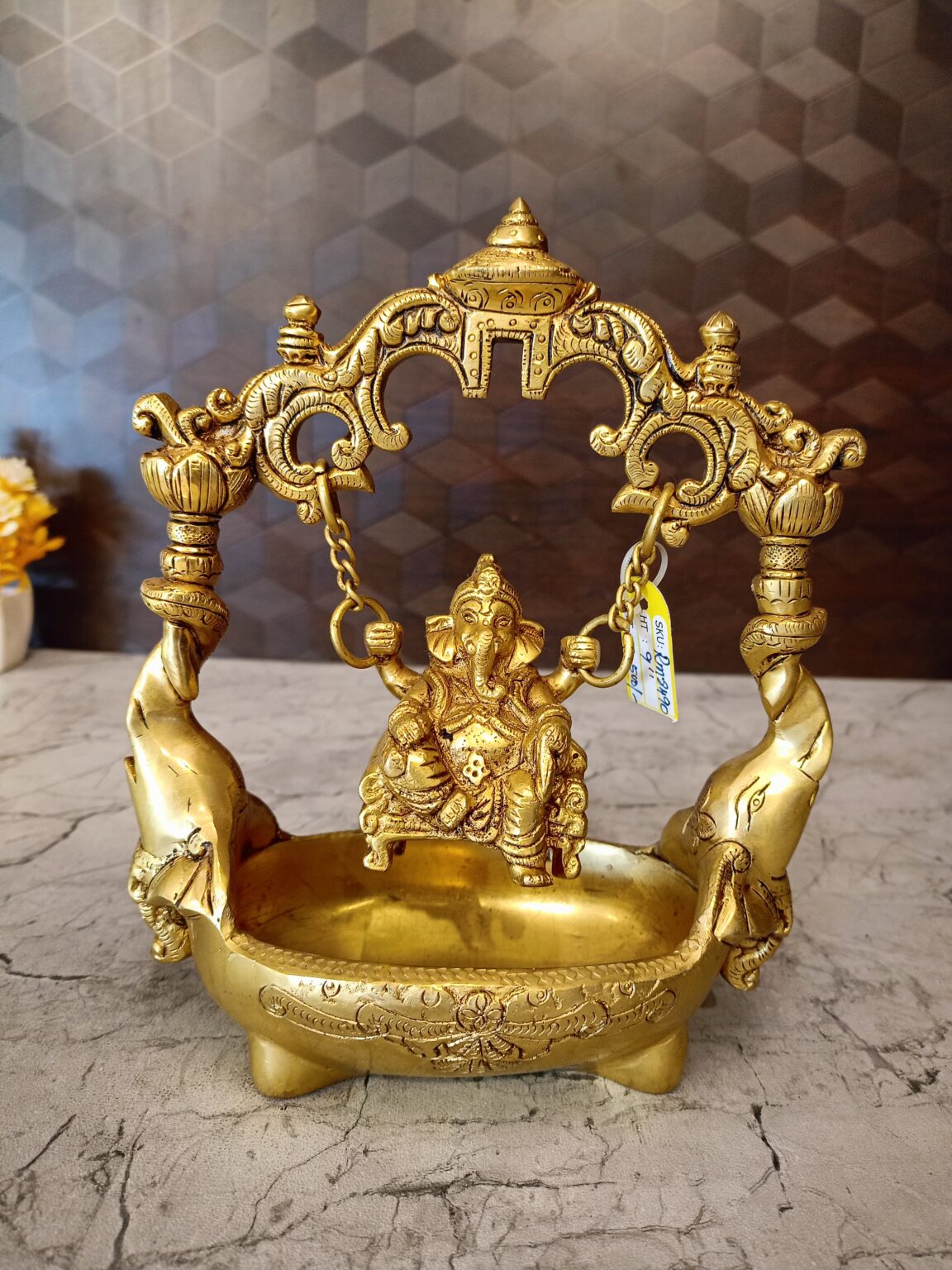 Brass Uruli Ganesha For Wedding Gifts 9″