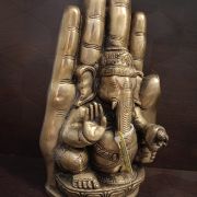 Ganesh in hand, made of brass, antique piece, rare design, collector’s Decorative Showpiece 9″