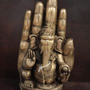 Ganesh in hand, made of brass, antique piece, rare design, collector’s Decorative Showpiece 9″