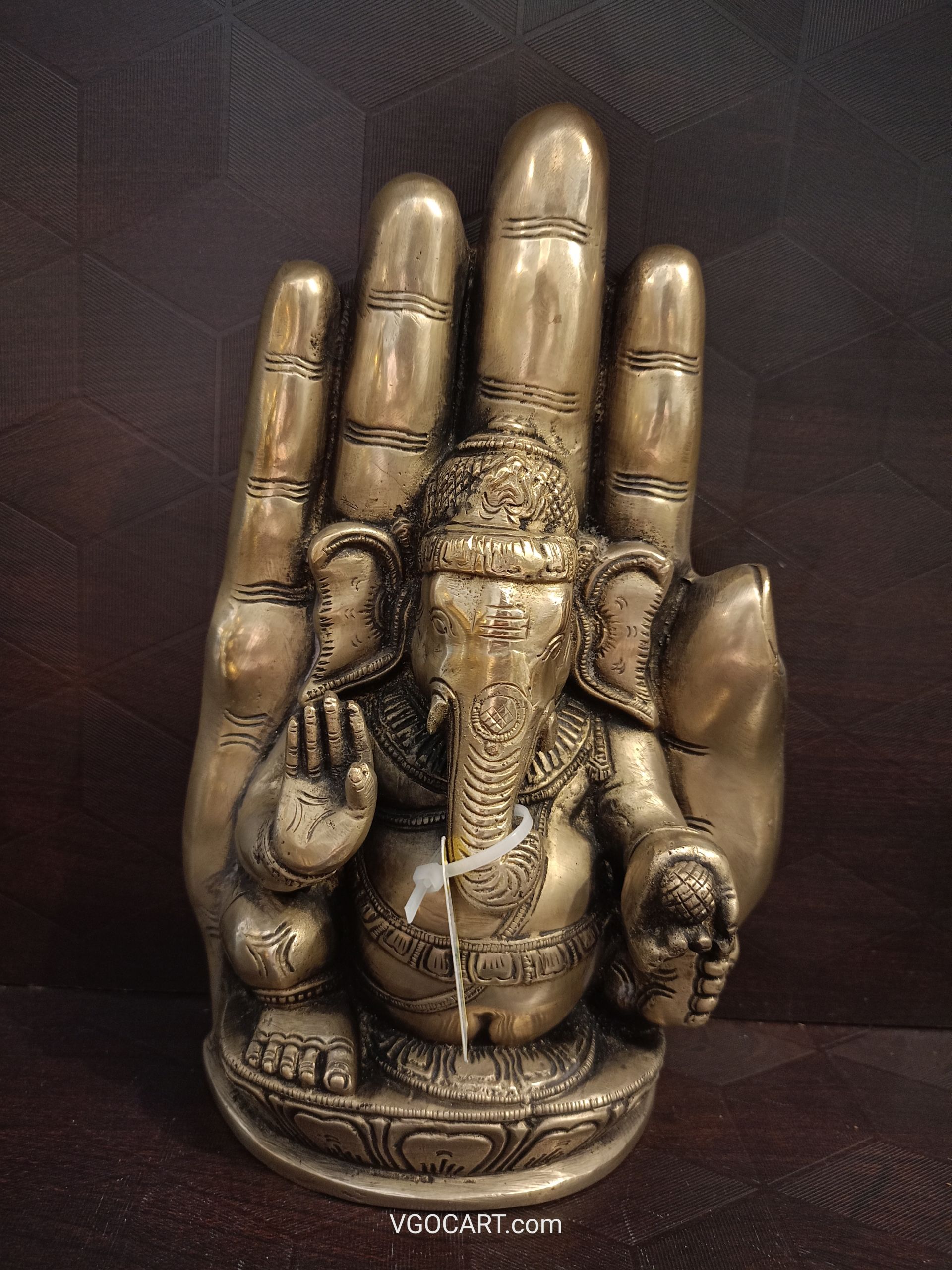 Ganesh in hand, made of brass, antique piece, rare design, collector’s Decorative Showpiece 9″