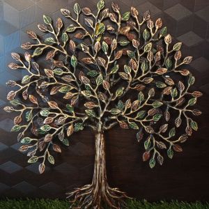 Brass Karphavirsham tree with Root Brown and Green Color19” , Wall Mount