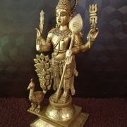 Brass Murugan With Peacock Statue 19″