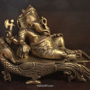 Brass Sleeping Ganesha Idol 7″