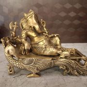 Brass Sleeping Ganesha Idol 7″
