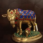 Buy Brass Stone Cow And Calf Idol