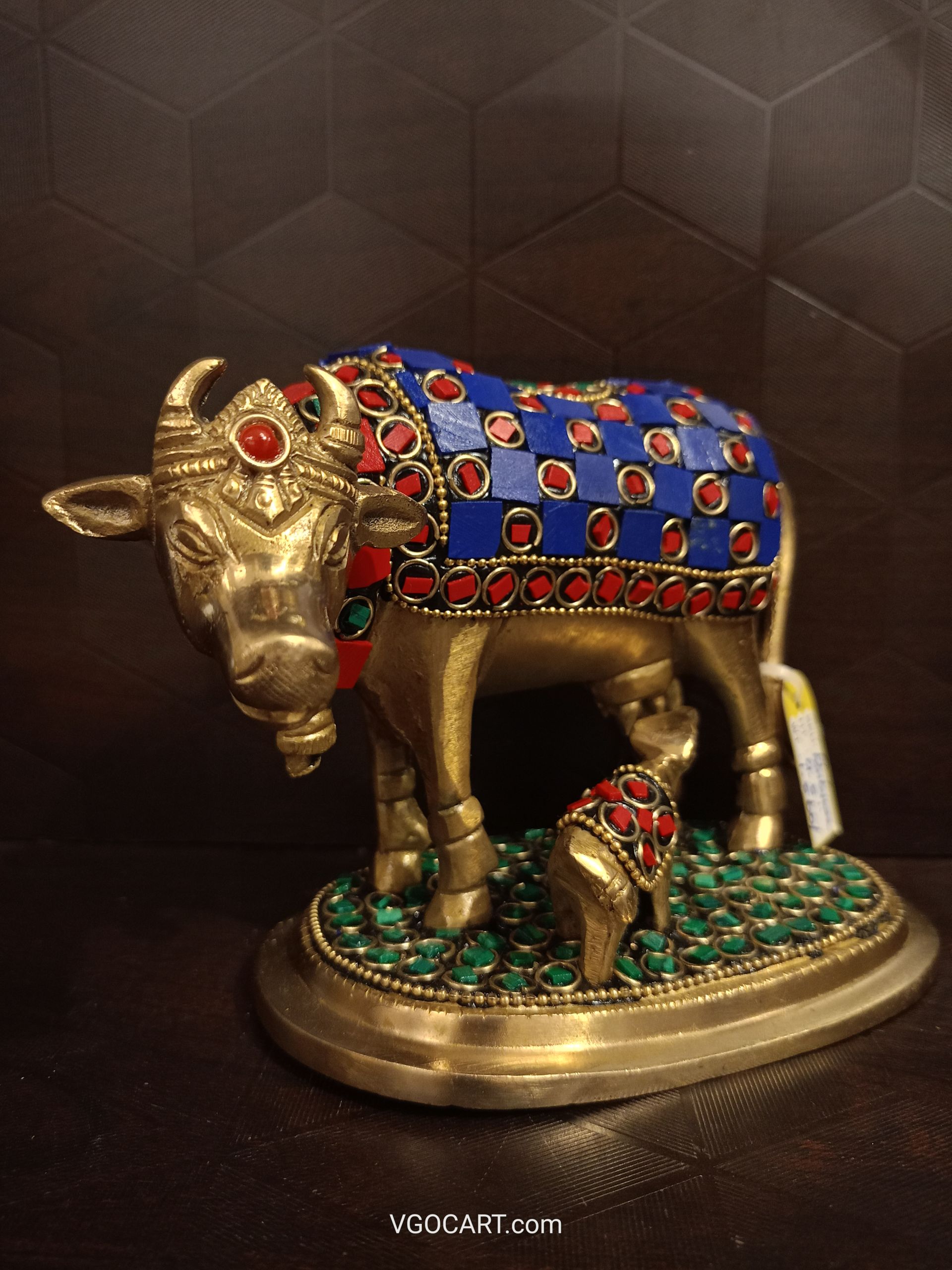 Buy Brass Stone Cow And Calf Idol