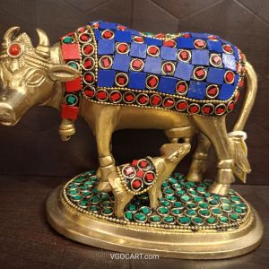 Buy Brass Stone Cow And Calf Idol