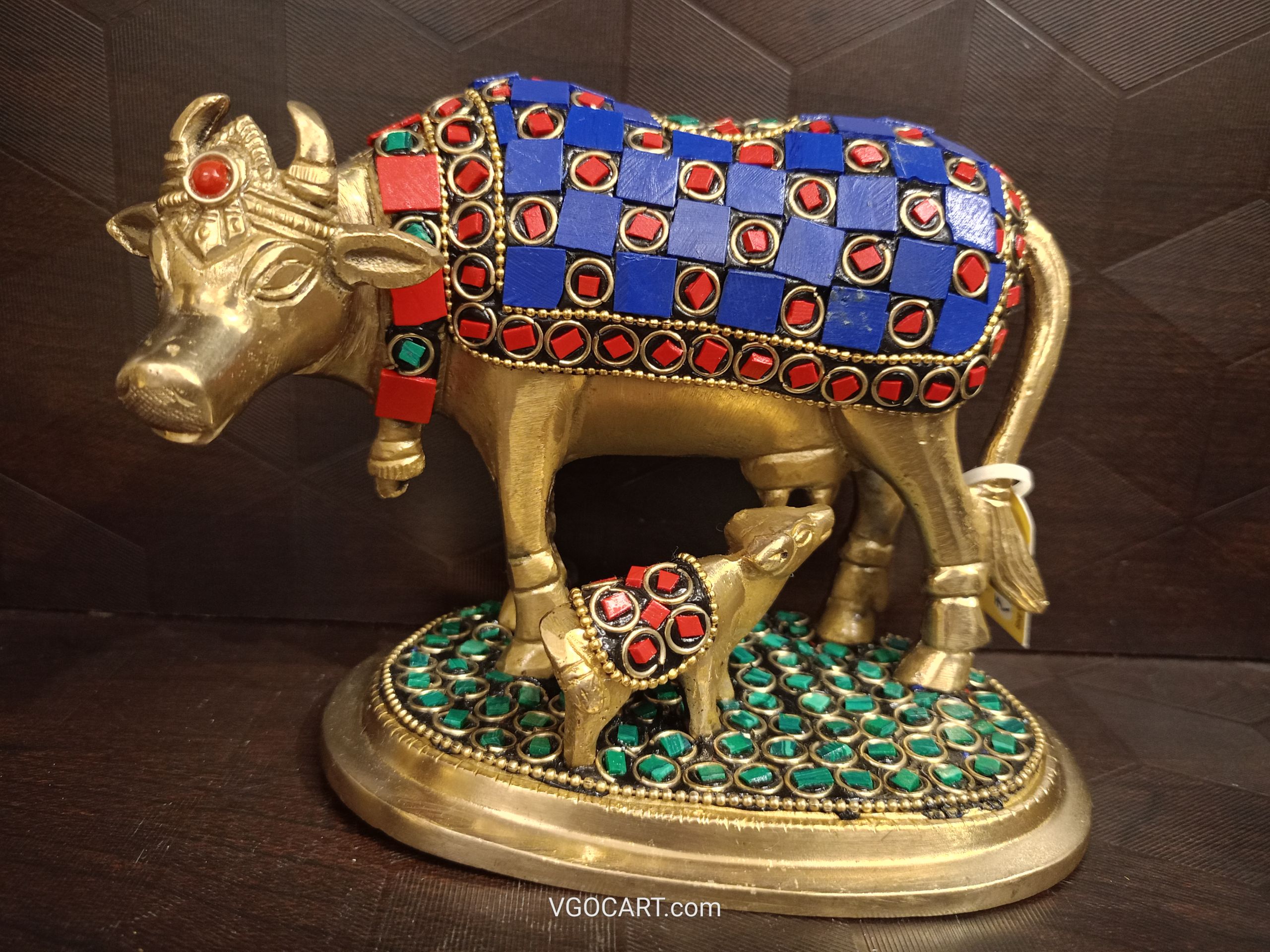 Buy Brass Stone Cow And Calf Idol