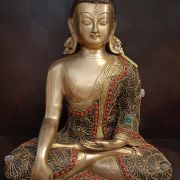 Brass Big Stone Buddha Statue 12″