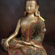 Brass Big Stone Buddha Statue 12″