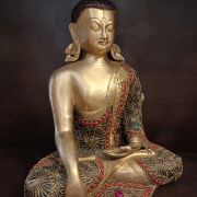 Brass Big Stone Buddha Statue 12″