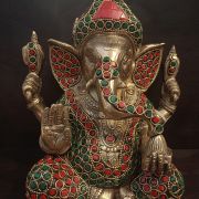 Buy Brass Stone Ganesha Statue 9″ For Gift & Pooja