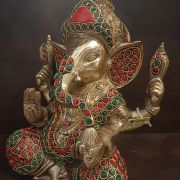 Buy Brass Stone Ganesha Statue 9″ For Gift & Pooja