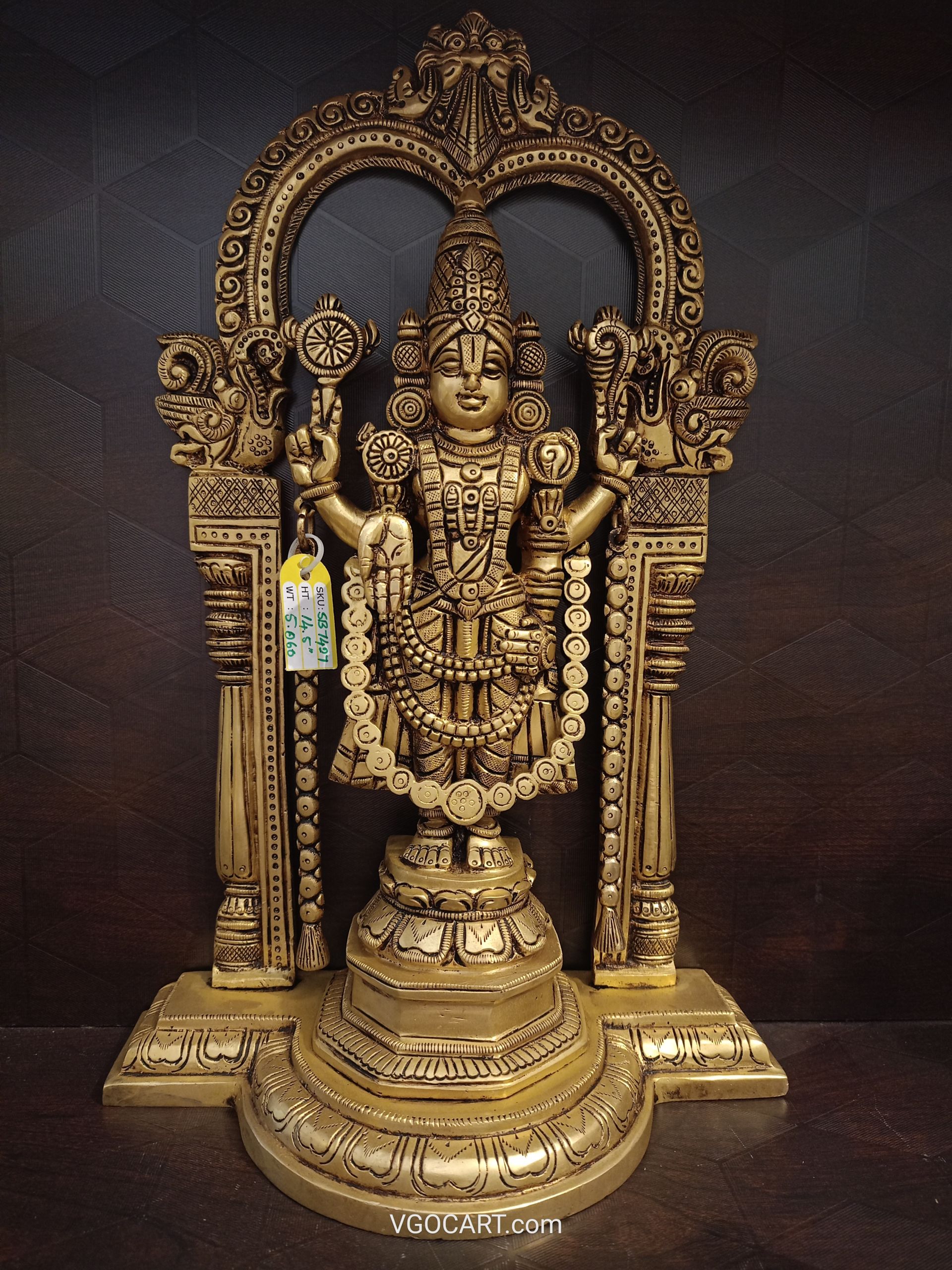 Brass Well design Arch Venkatachalapathi Statue 15″ , Pure& Antique