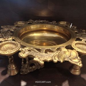 Brass Decorative Uruli With Diya 4.5″