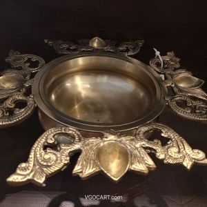 Brass Uruli With Lotus Diya