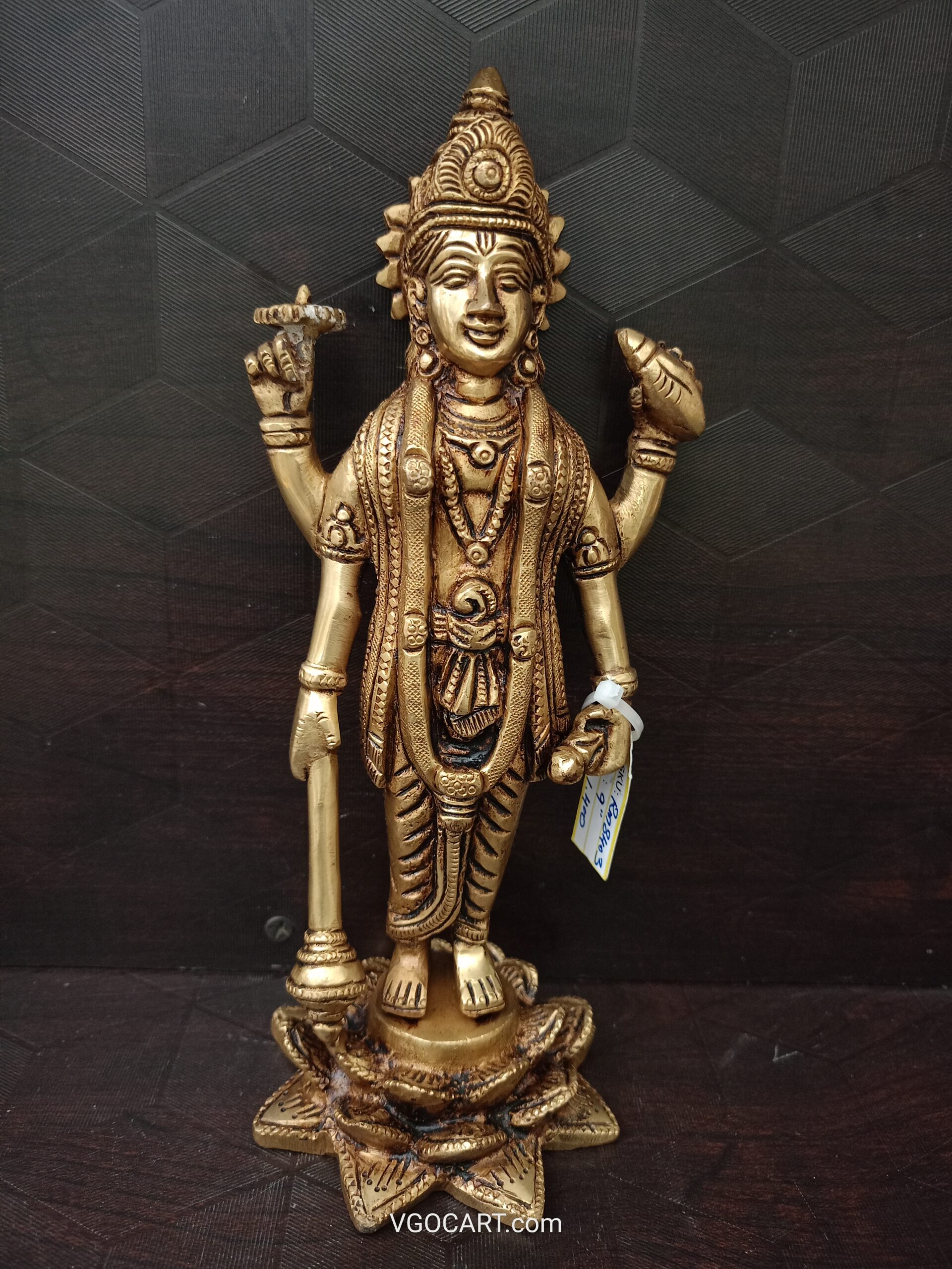oplus_32 Buy Brass Vishnu Statue 9" With Lotus Base - Image 1