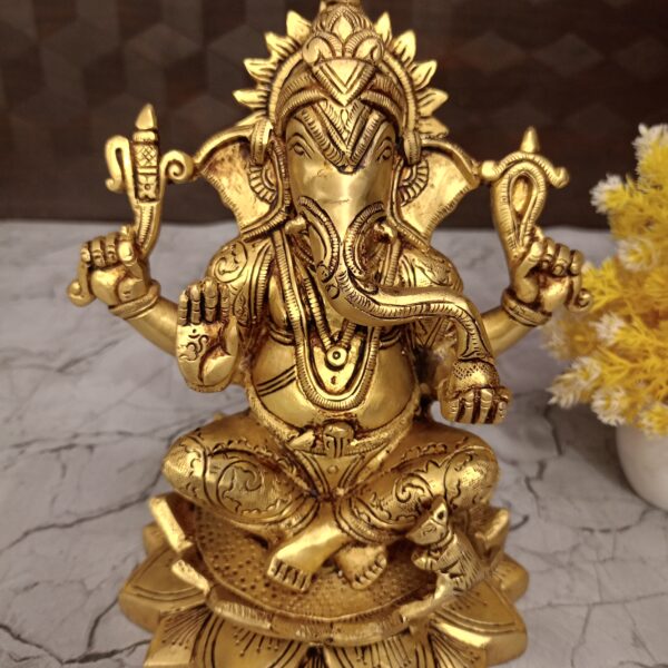 Buy Brass Ganesha Statue Sitting On lotus 10"