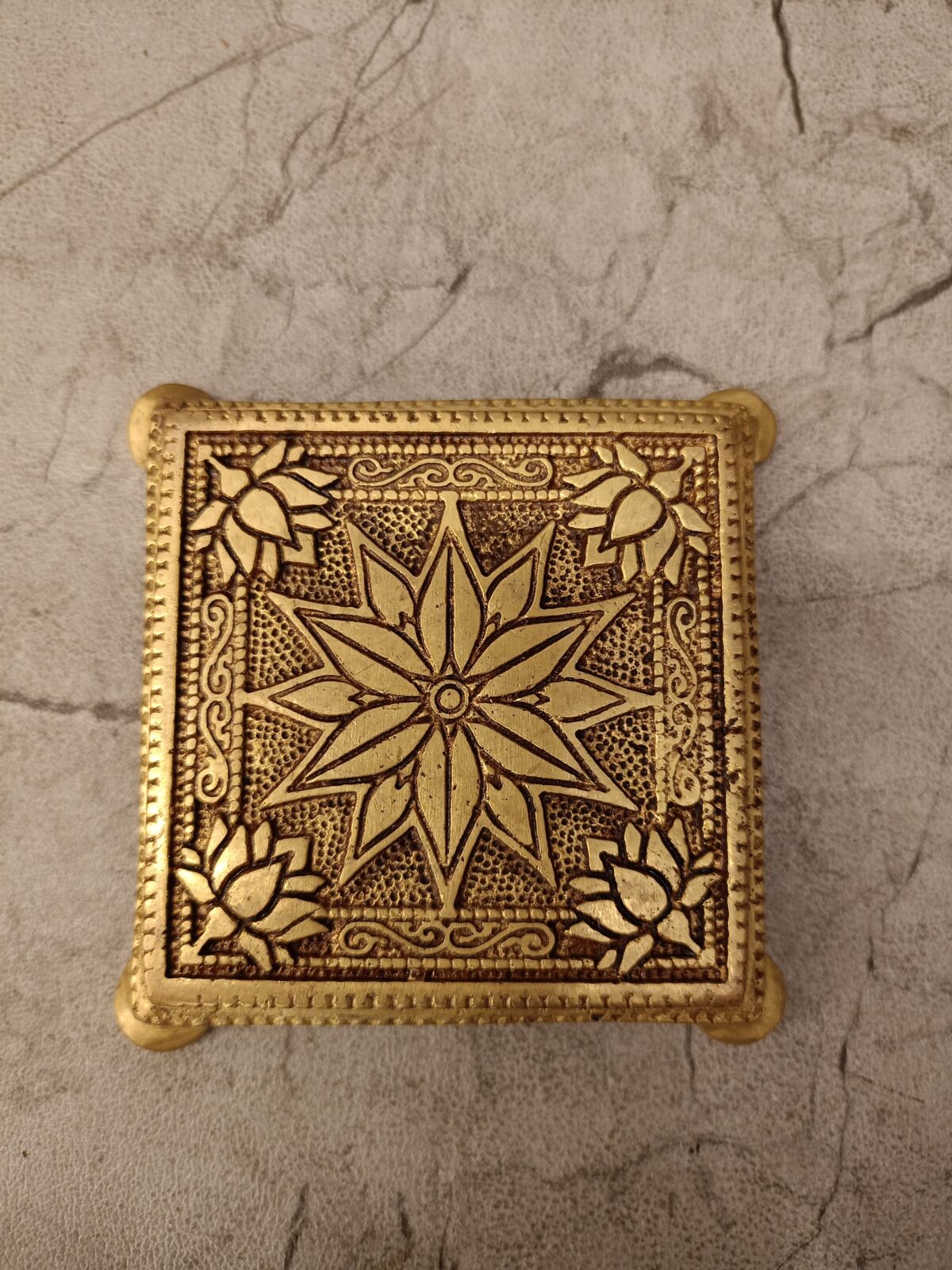 Buy Brass Square Shape Chowki Stand 1" For Home decor , Pooja - Image 2